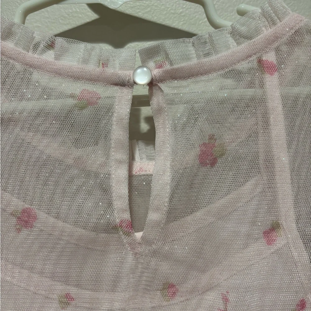 Zenzi Sleeveless Floral Tulle Dress Blush Pink Girls Large 10-12 Easter Spring - Picture 9 of 11